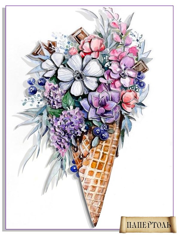 мороженое акварель