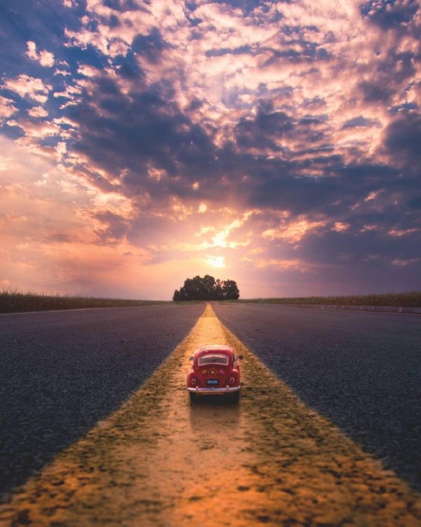 дорога закат