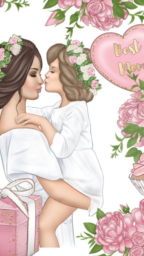 мама и дочка рисунок