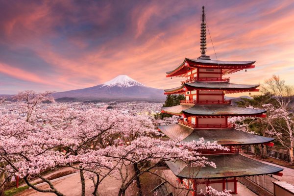 pagoda and mt fuji