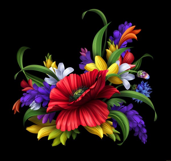 рисованные цветы