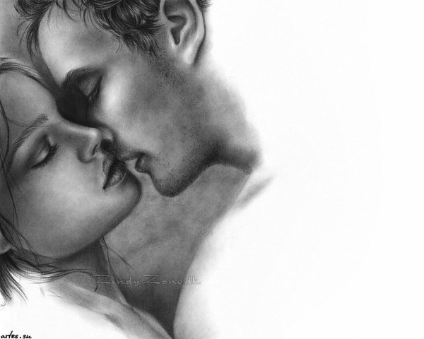 поцелуй рисунок карандашом