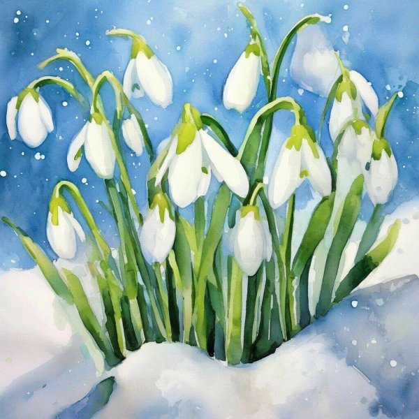 весенний пейзаж с подснежниками