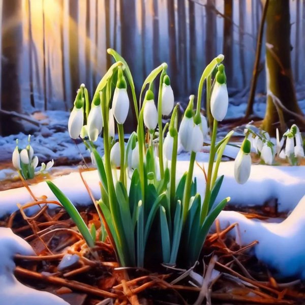 весенний пейзаж с подснежниками