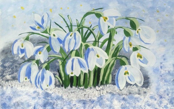 весенний пейзаж с подснежниками