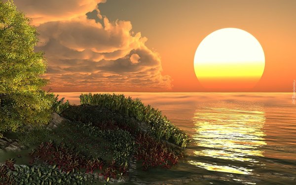 пейзаж с солнцем