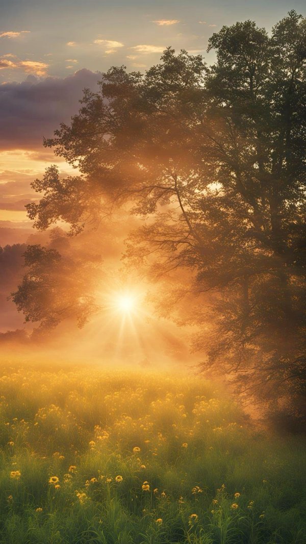 пейзаж утро