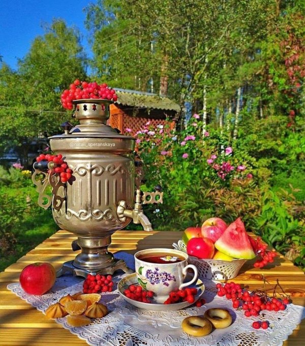 самовар на природе