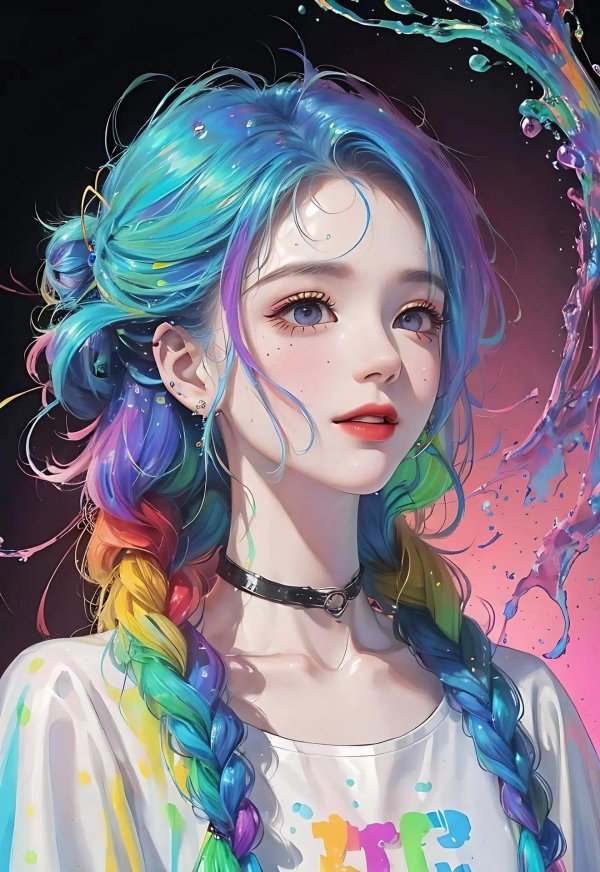 радужные волосы