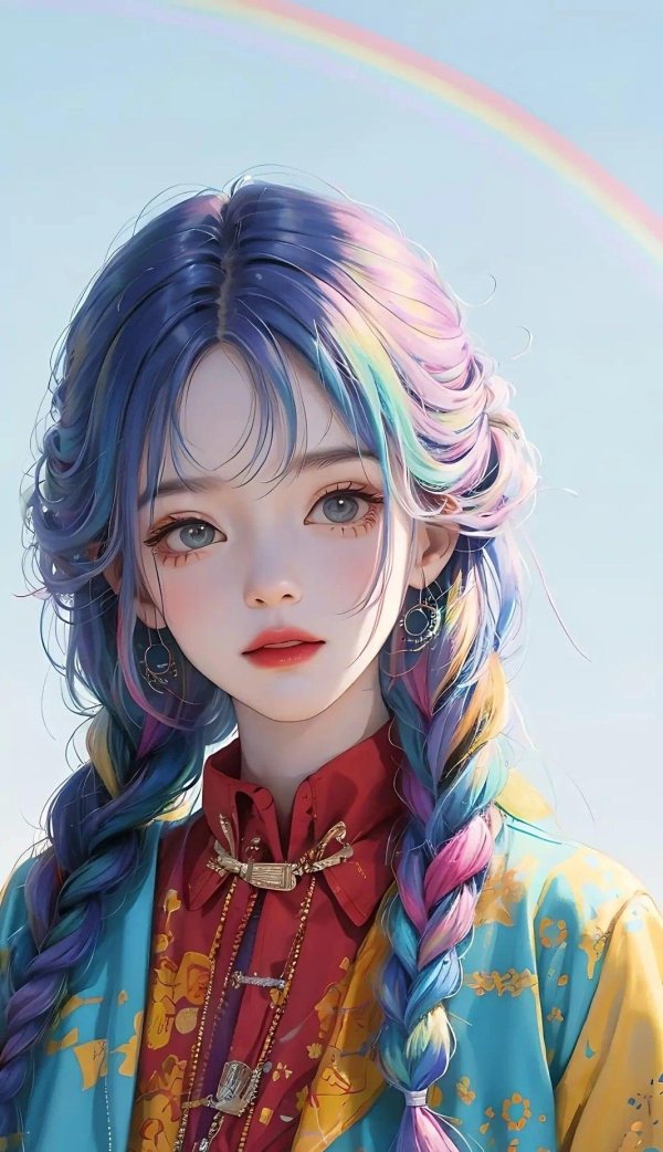 радужные волосы