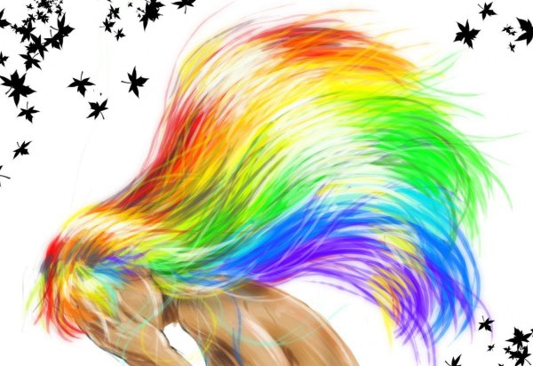радужные волосы