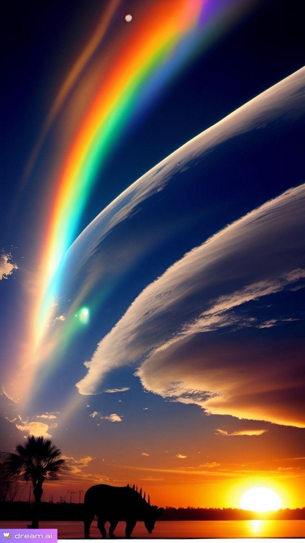 a rainbow in the sky
