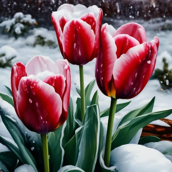 тюльпаны акрилом