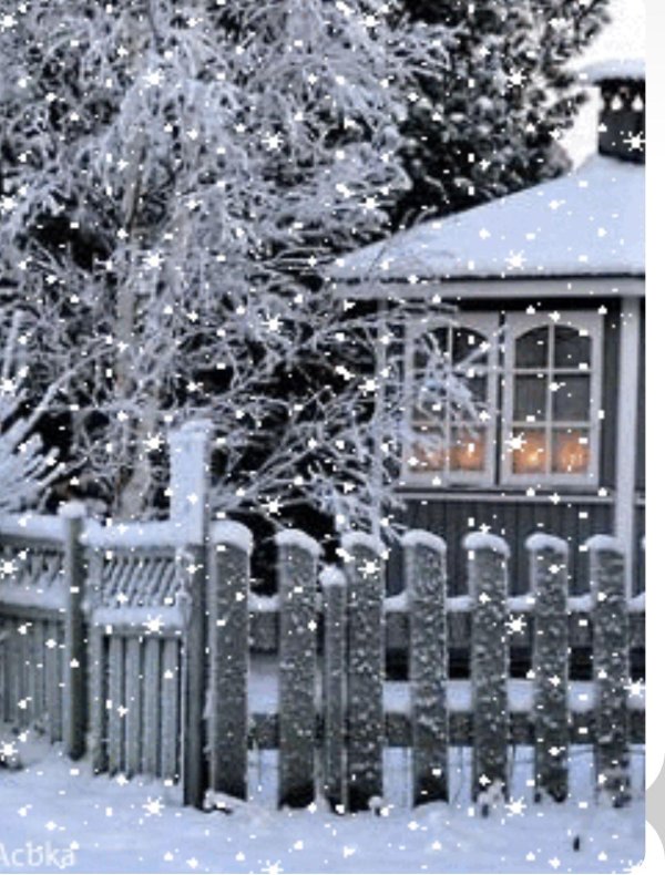 домик с падающим снегом