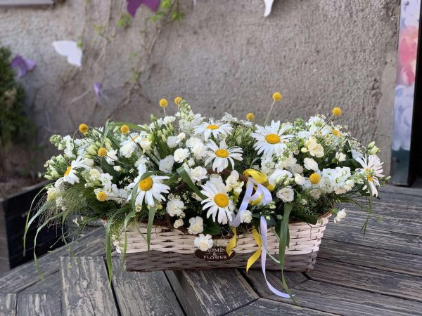 корзина с ромашками
