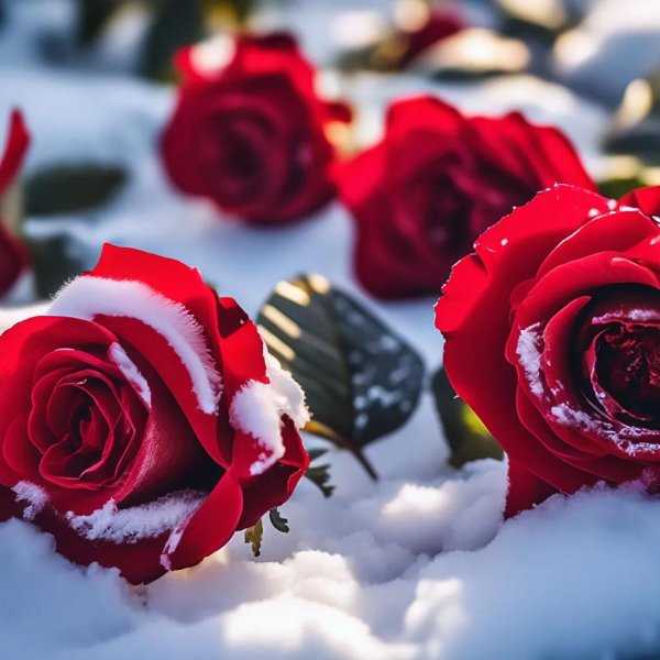 букет роз на снегу