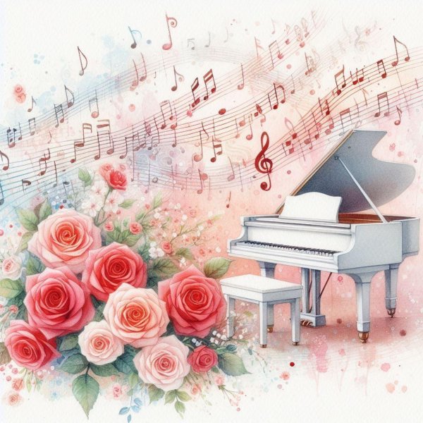 фортепиано и цветы