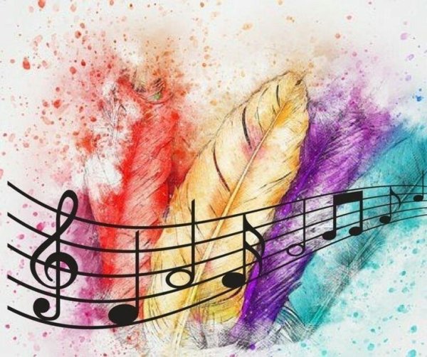 перо акварель