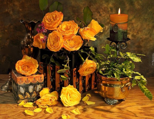 желтые розы натюрморт