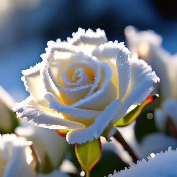 белые розы зимой