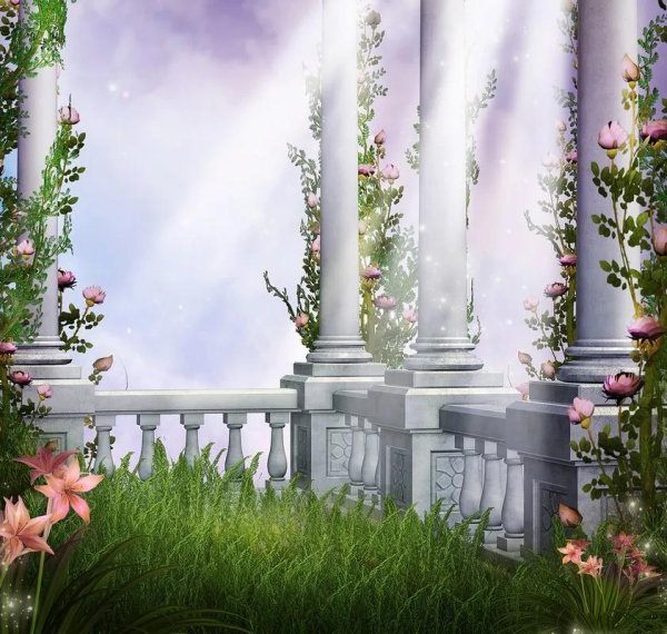 фреска райский сад с колоннами