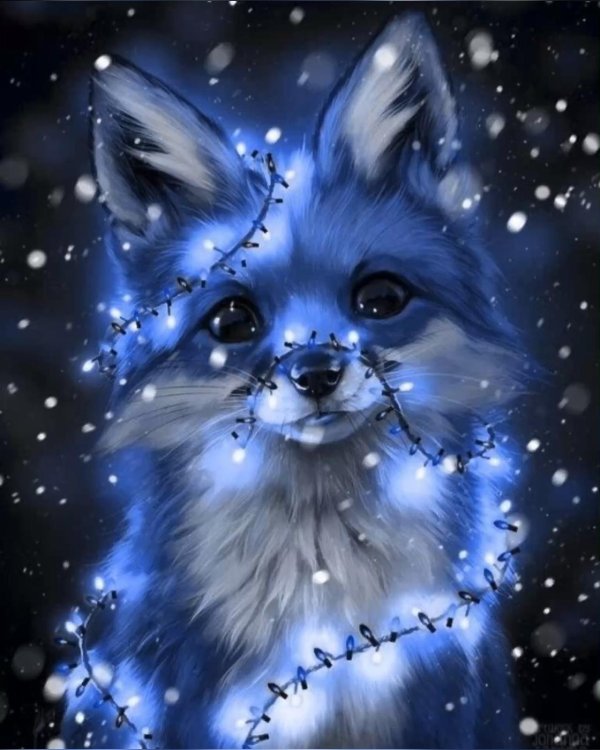 лисенок с гирляндой