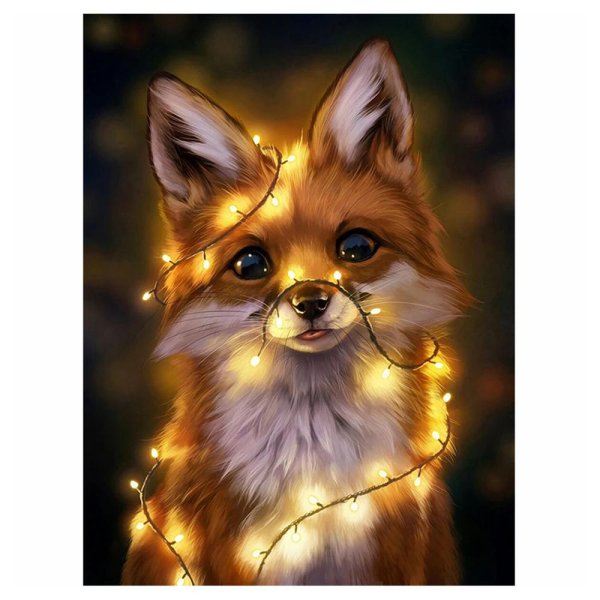 картина по номерам лисенок с гирляндой