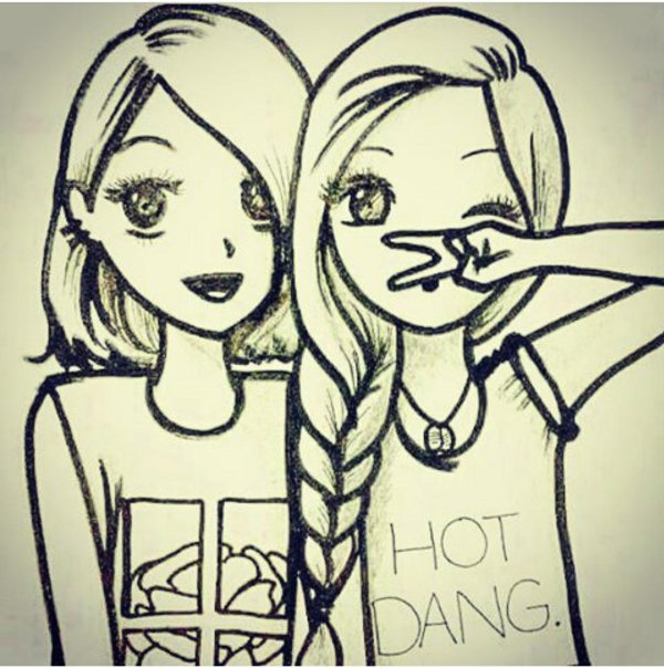 рисунки карандашом подруги