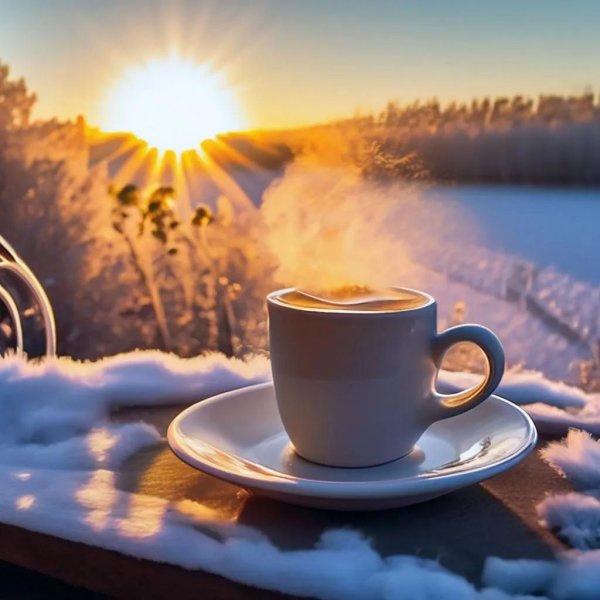 морозное утро кофе