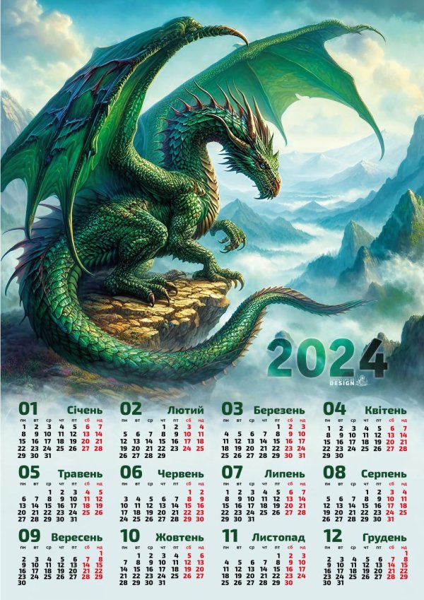 календарь 2024 дракон