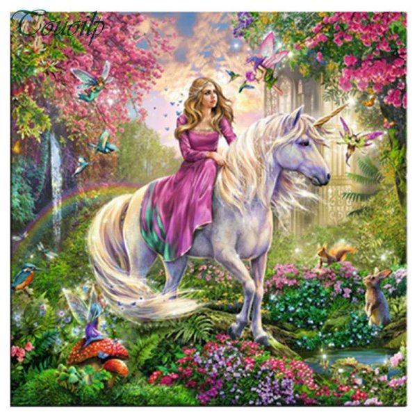 алмазная мозаика принцесса и единорог