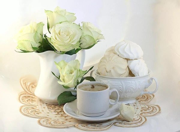 пожелания с добрым утром белые розы