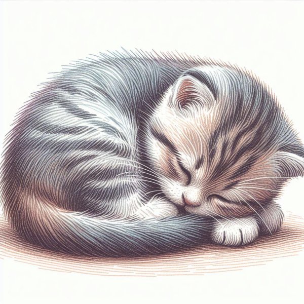 котенок спит иллюстрация