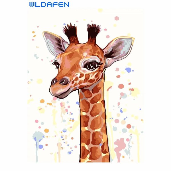жираф акварель