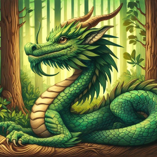 зеленого деревянного дракона
