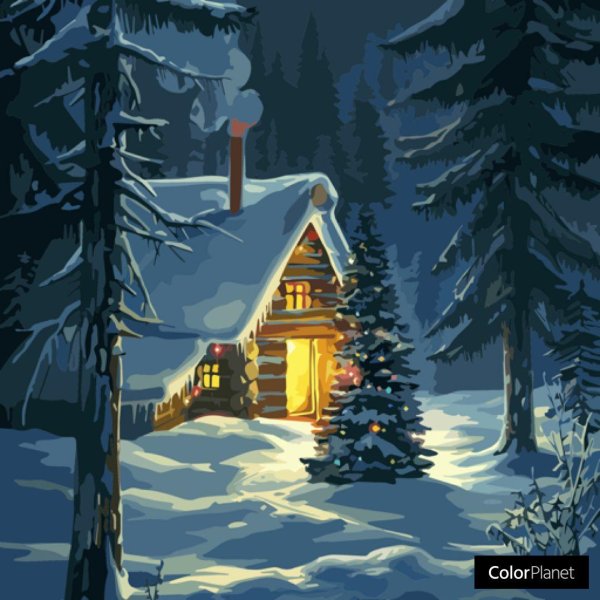 домик в зимнем лесу