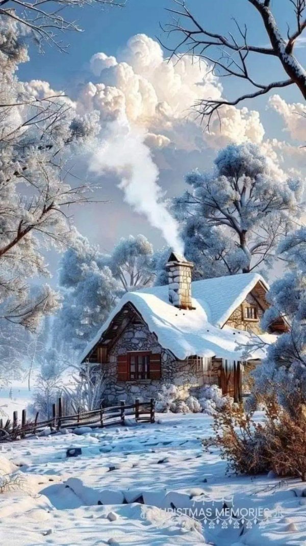 домик в зимнем лесу