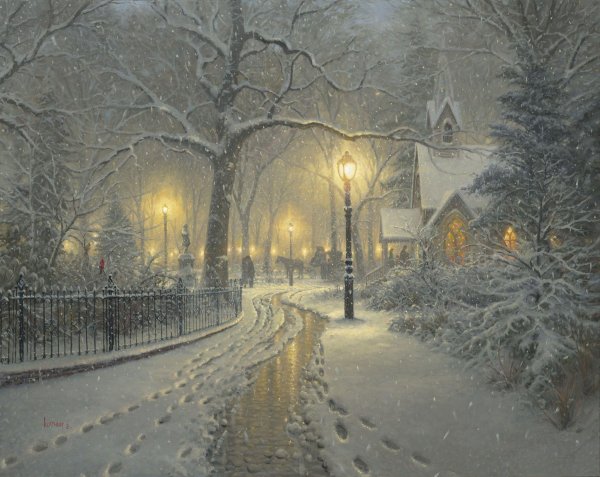 томас кинкаде город зима