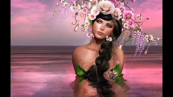 девушка цветами