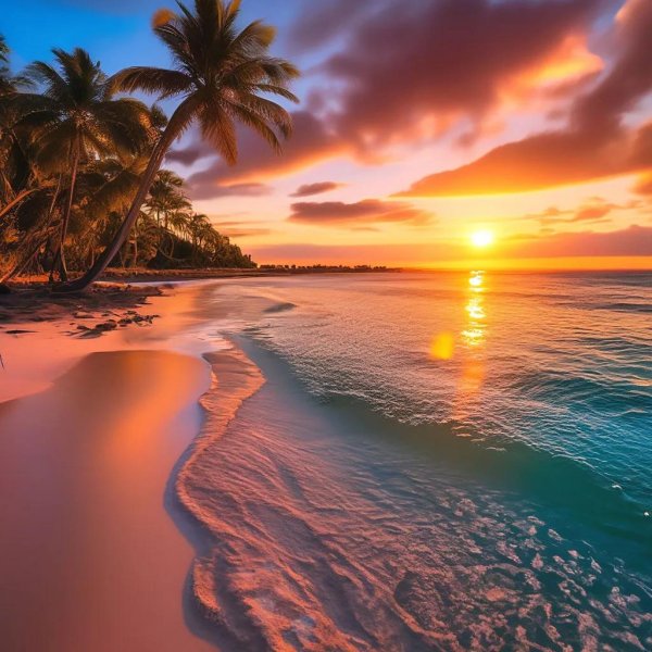 закат с пальмами