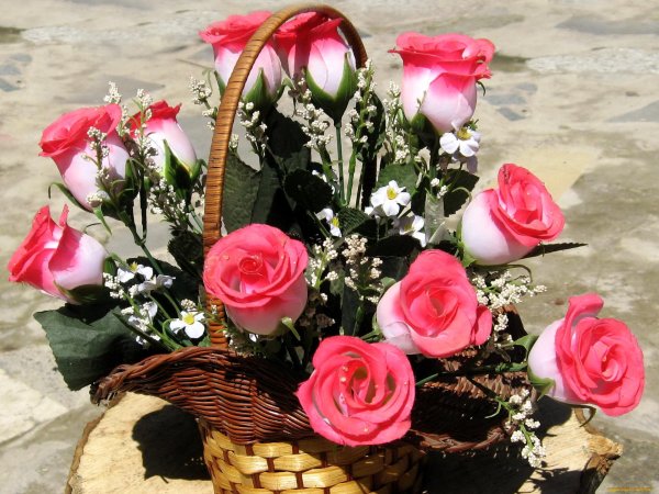 розы в корзинке